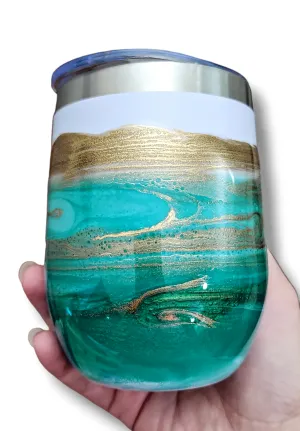12oz. Green & Gold Tumbler - White Base