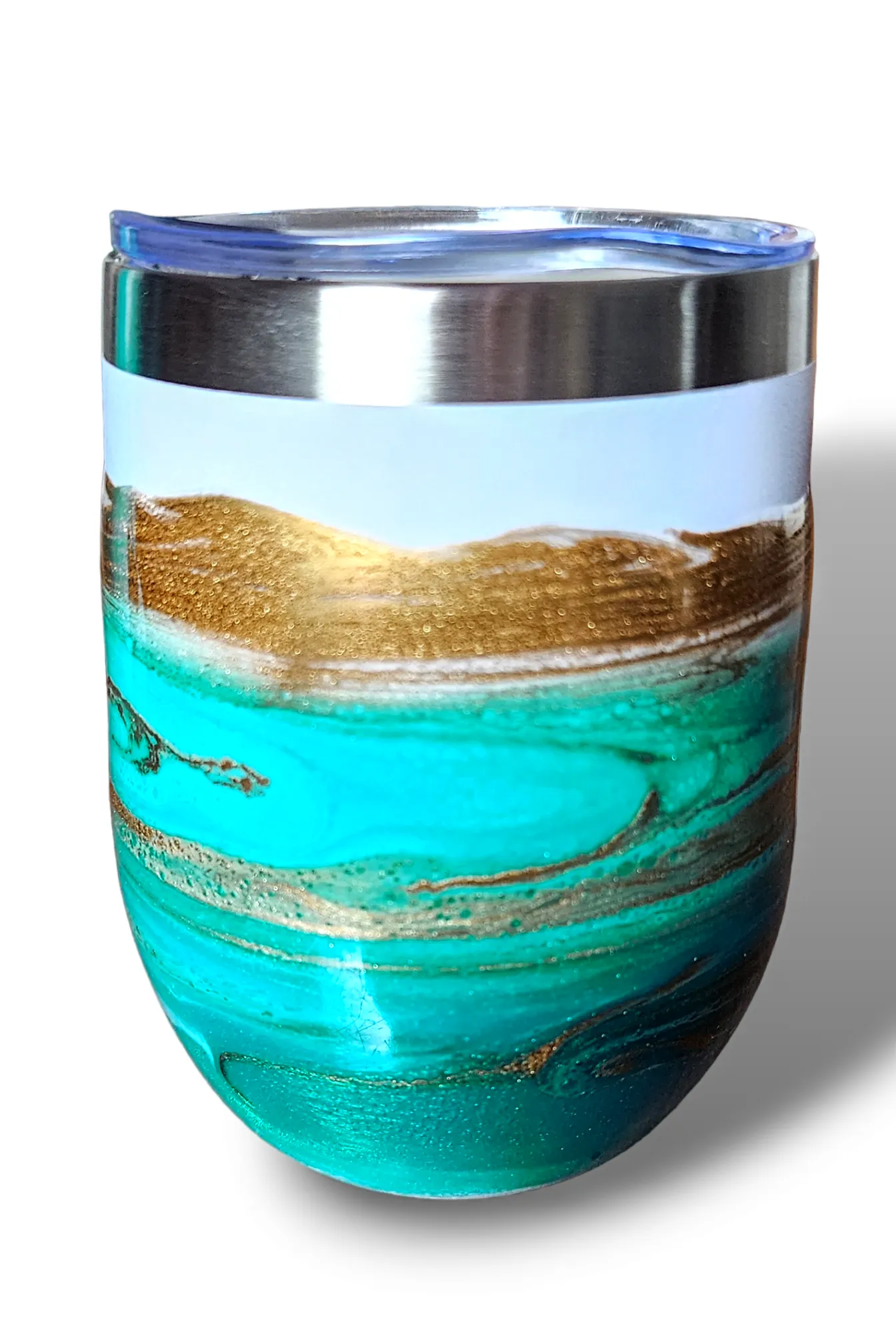 12oz. Green & Gold Tumbler - White Base