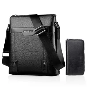 2 In 1 Men Pu Leather Shoulder Bag Handbag