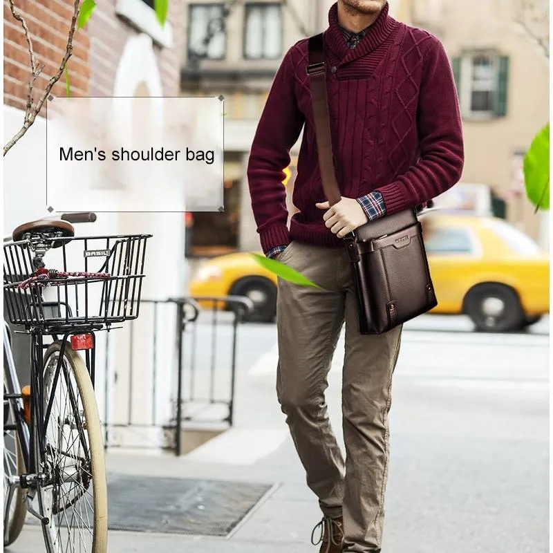 2 In 1 Men Pu Leather Shoulder Bag Handbag