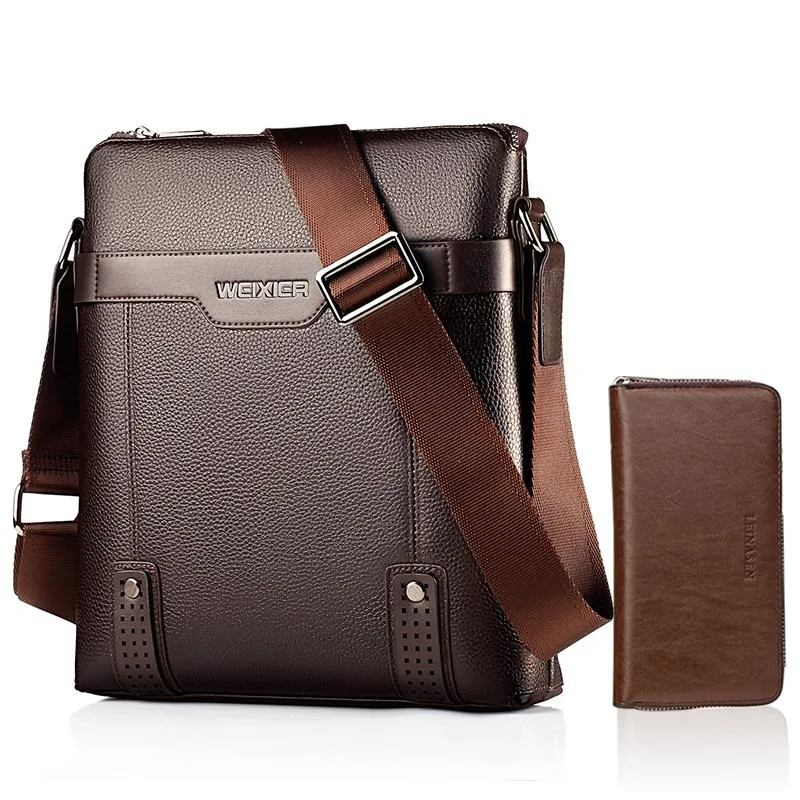 2 In 1 Men Pu Leather Shoulder Bag Handbag