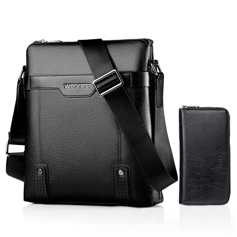2 In 1 Men Pu Leather Shoulder Bag Handbag