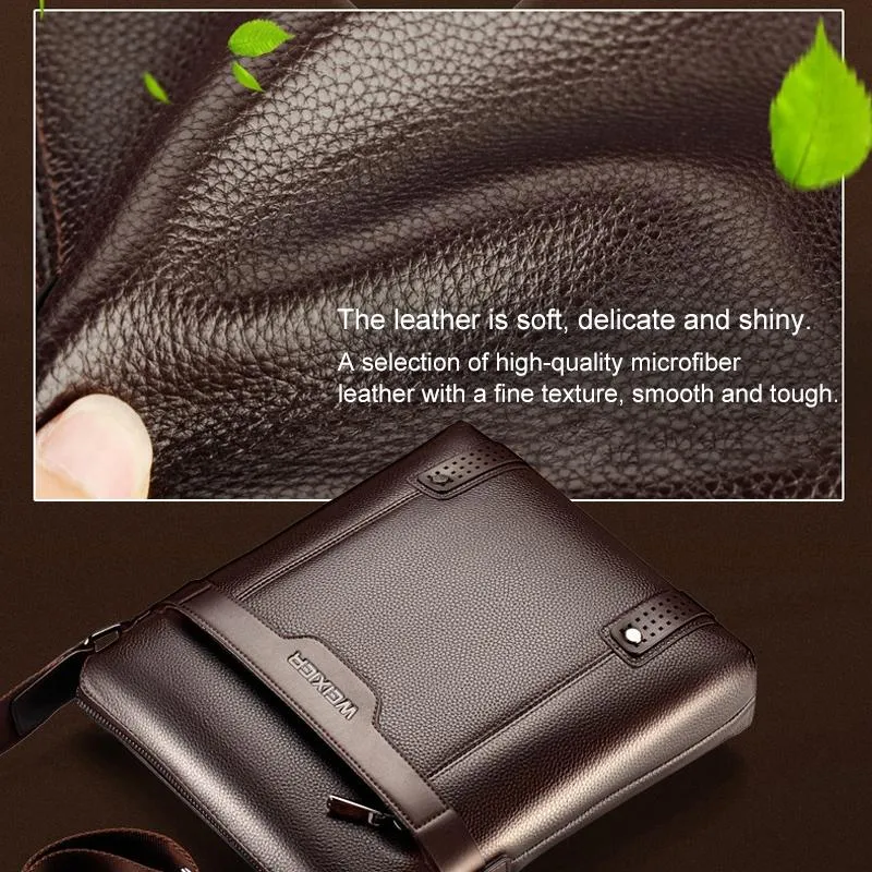 2 In 1 Men Pu Leather Shoulder Bag Handbag