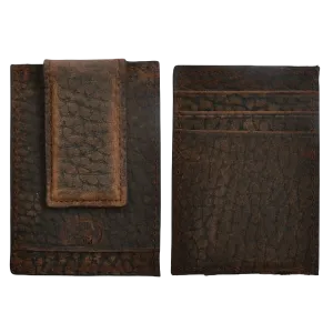 3D Belt Men's Brown Leather Shrunken Shoulder Money Clip Wallet DW1124