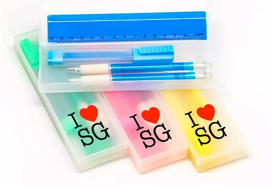 4 Piece Stationery Set with Hard Cover Pencil Case