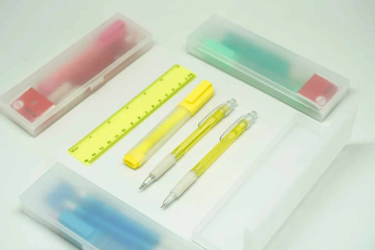 4 Piece Stationery Set with Hard Cover Pencil Case