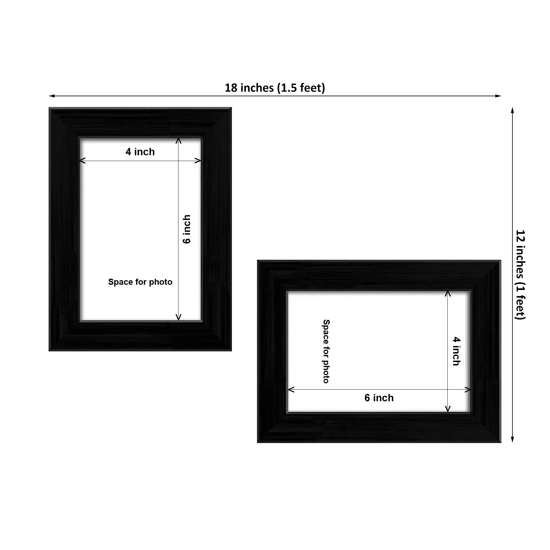 ArtzFolio Wall & Table Photo Frame D428 | Wall Photo Frame Collage for Living Room | Picture Frames Home & Wall Decoration | Black | Set of 2 Units | With Back Stand | 4x6inch