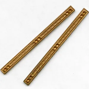 b9-0932-Vintage copper stamped narrow component with setting for tiny stones pkg of 2
