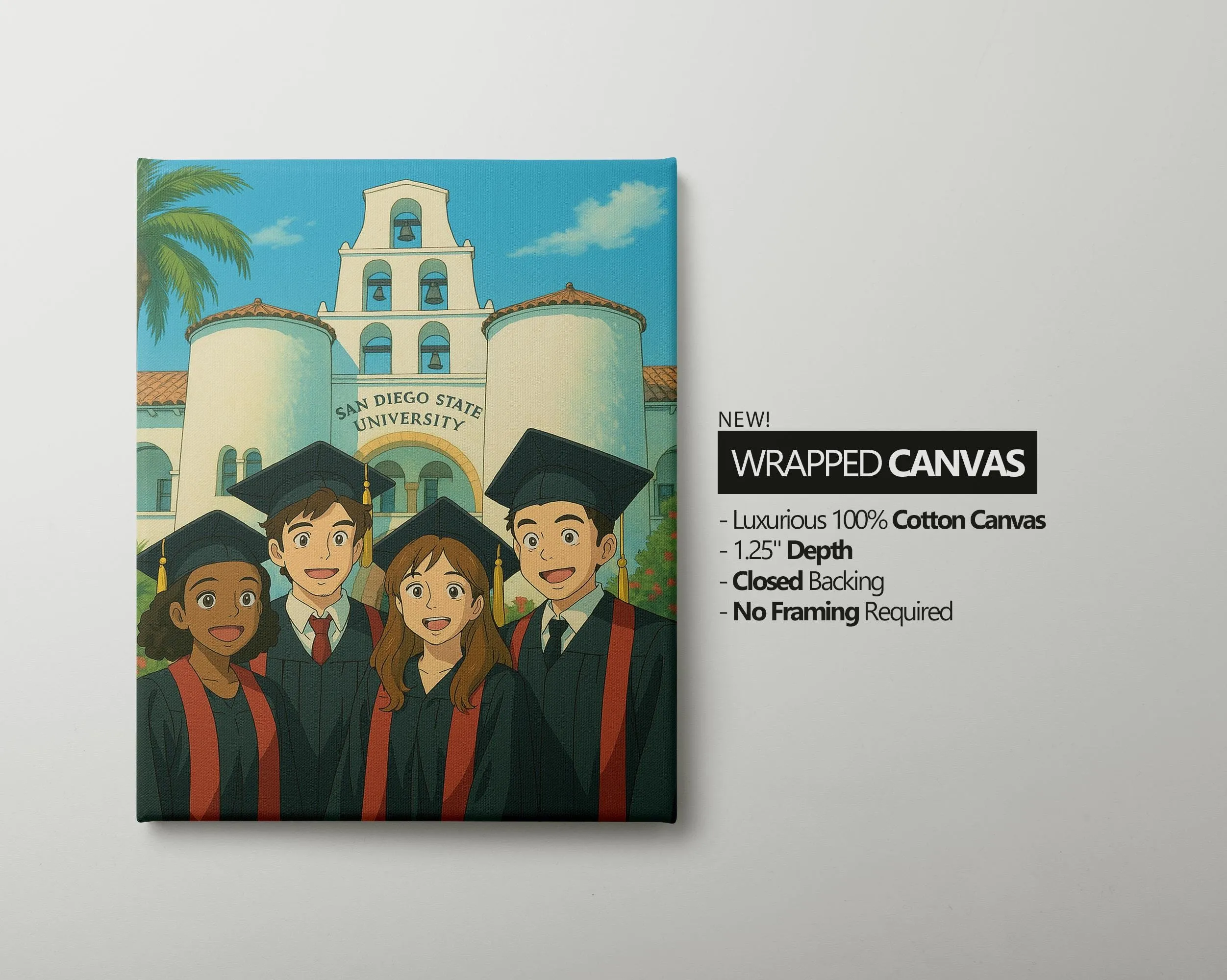 Custom Graduation Anime Portrait, Ghibli Style, Grad Printed Gift
