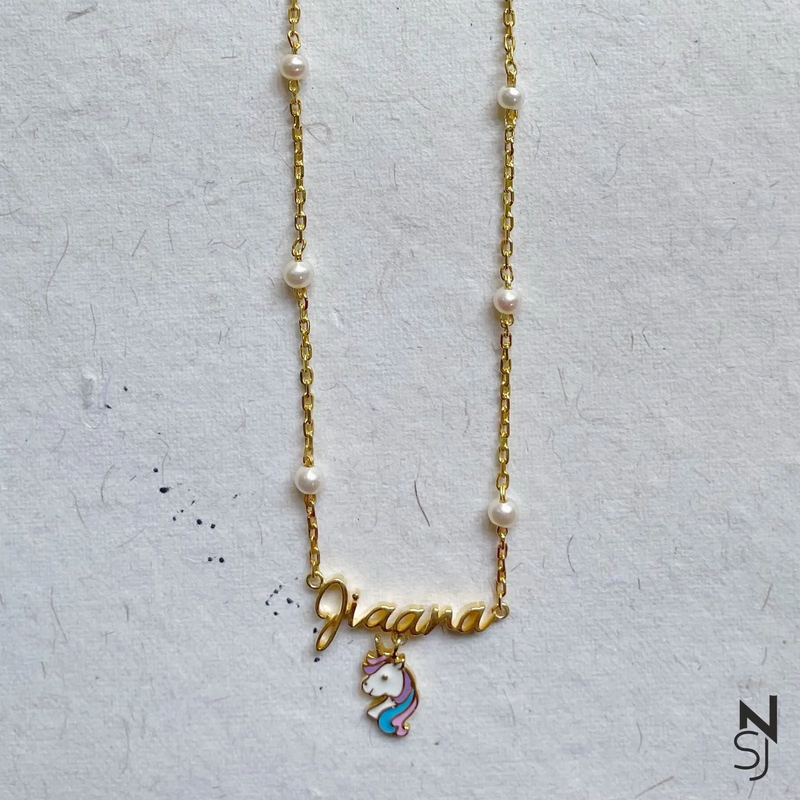 Custom Name Neckchain With A Unicorn Hanging
