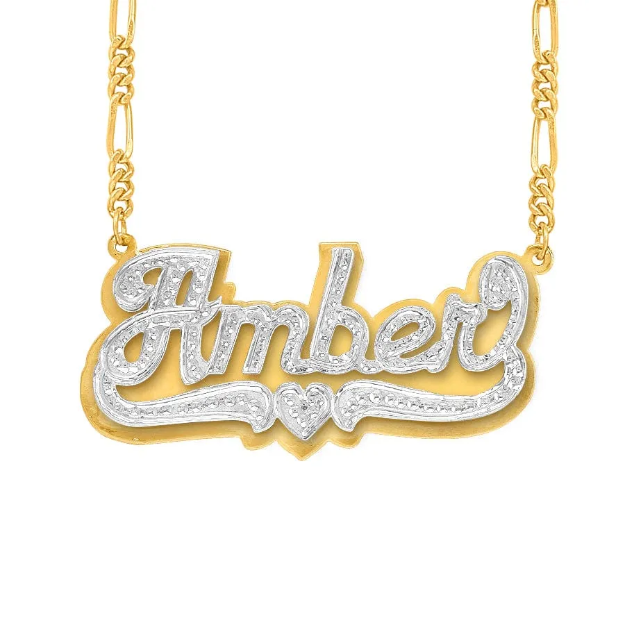 Double Plated Name Necklace Amber with Figaro chain