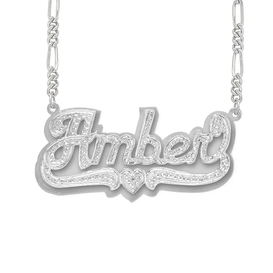 Double Plated Name Necklace Amber with Figaro chain
