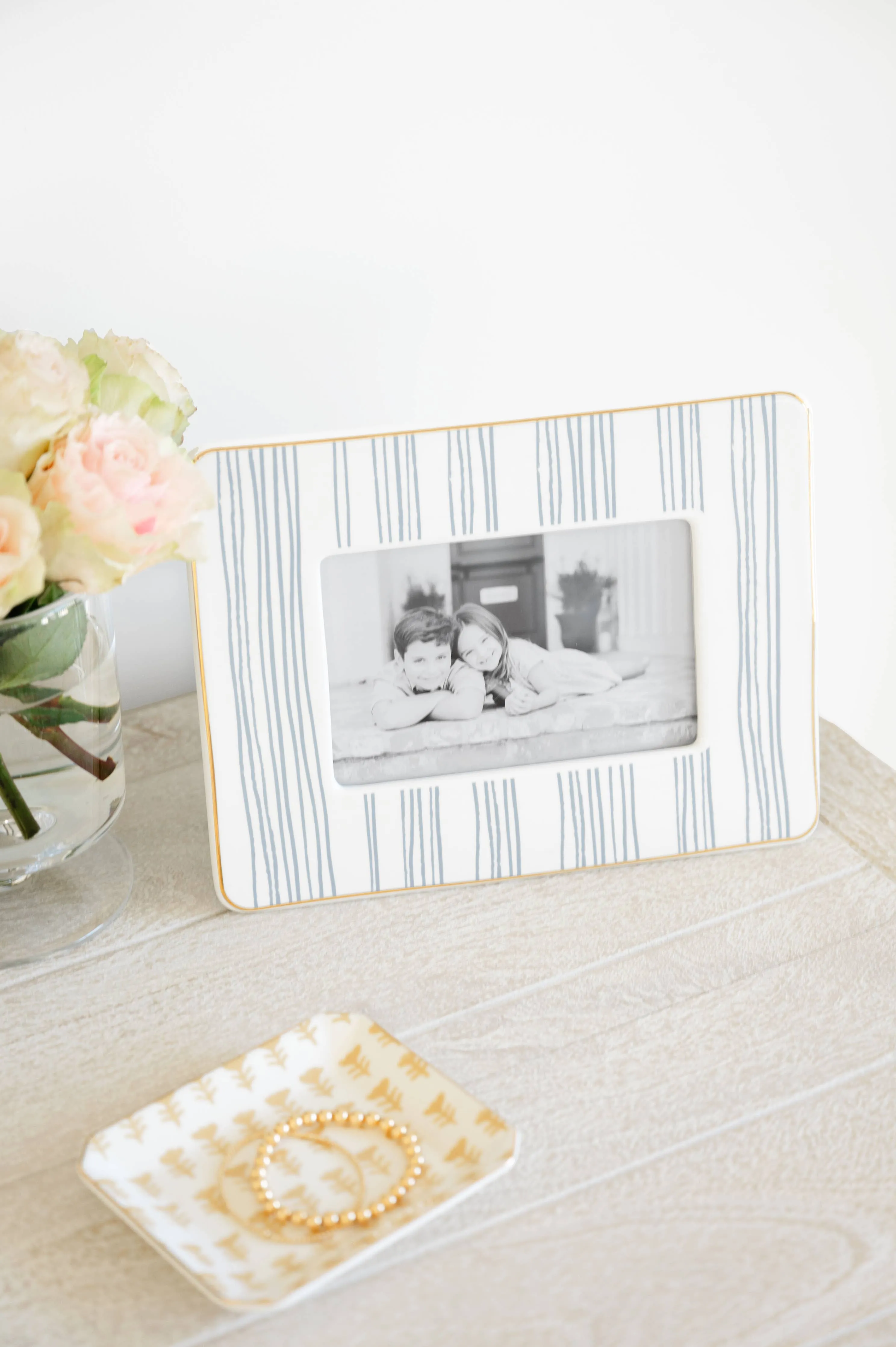 Dusty Blue Stripe Photo Frame
