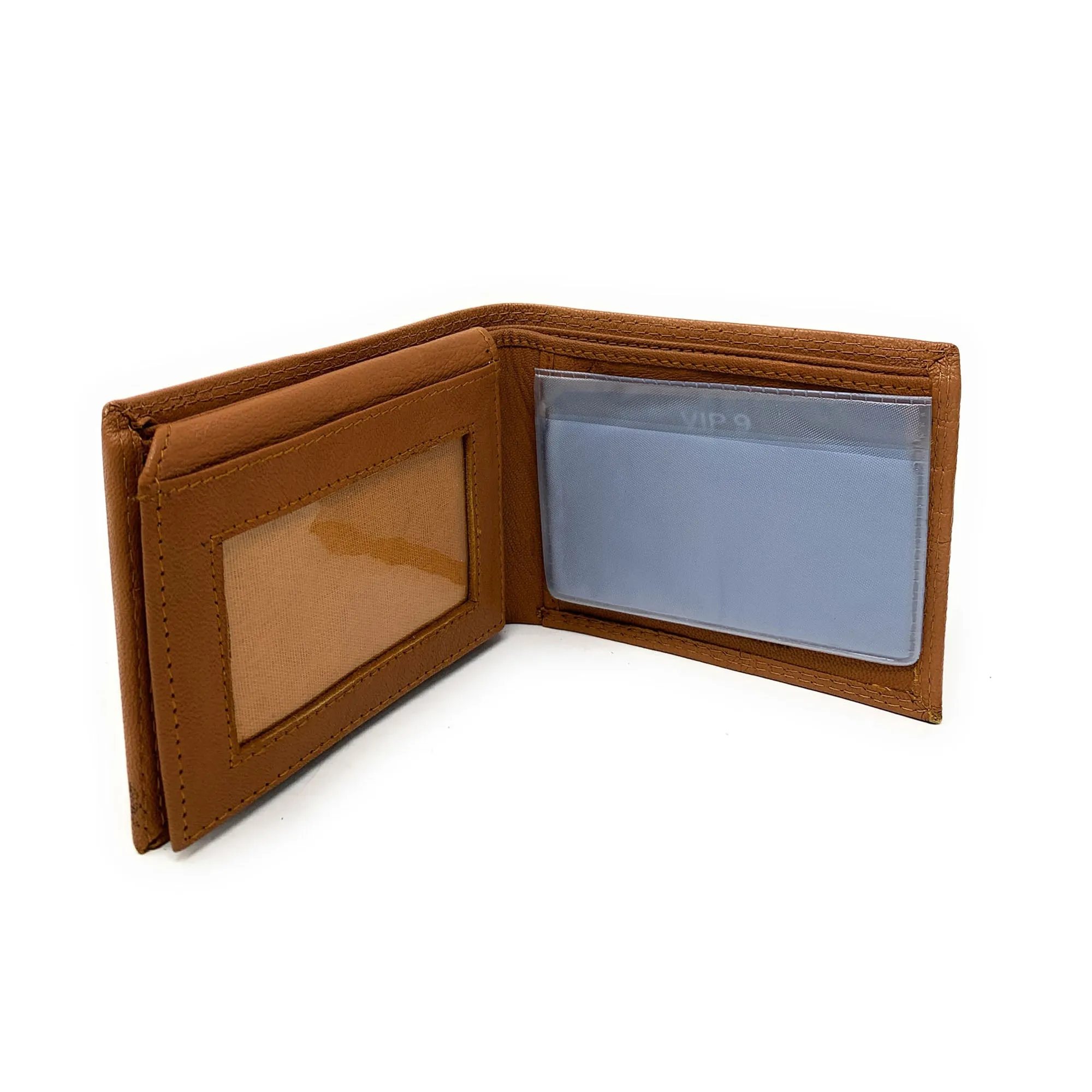 Empire Cove VIP Classic Genuine Leather Slim Bifold Wallets Flip Up ID