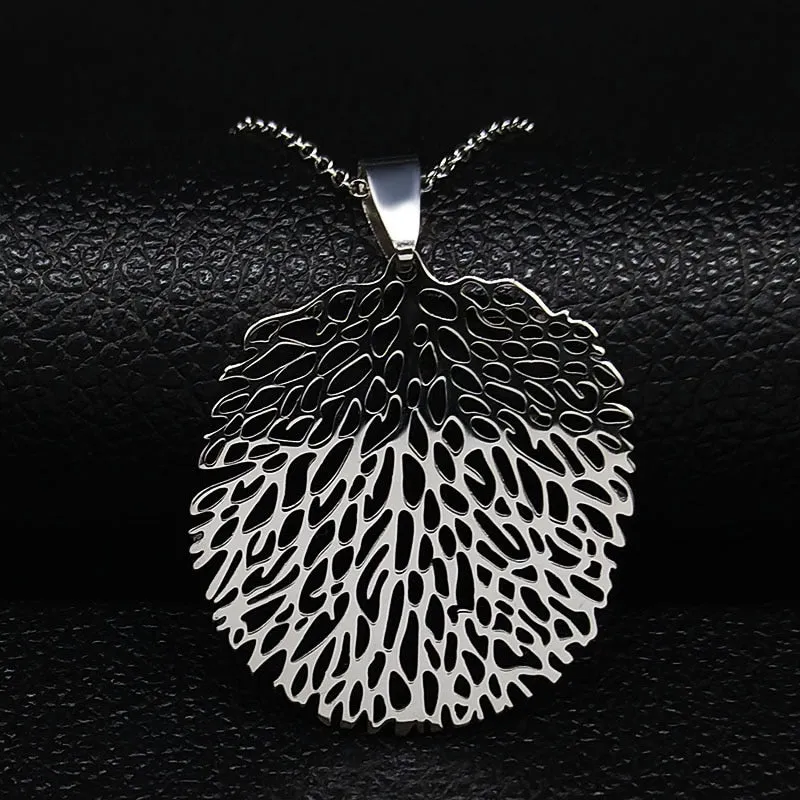 Fashion Tree of Life Silver Color Chain Necklaces for Women Stainless Steel Chain Necklace Jewelry cadenas mujer N42S01