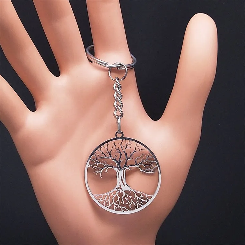 Fashion Tree of Life Silver Color Chain Necklaces for Women Stainless Steel Chain Necklace Jewelry cadenas mujer N42S01