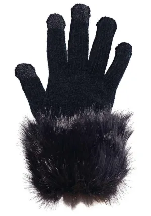 Faux Fur-Trimmed Tech Gloves