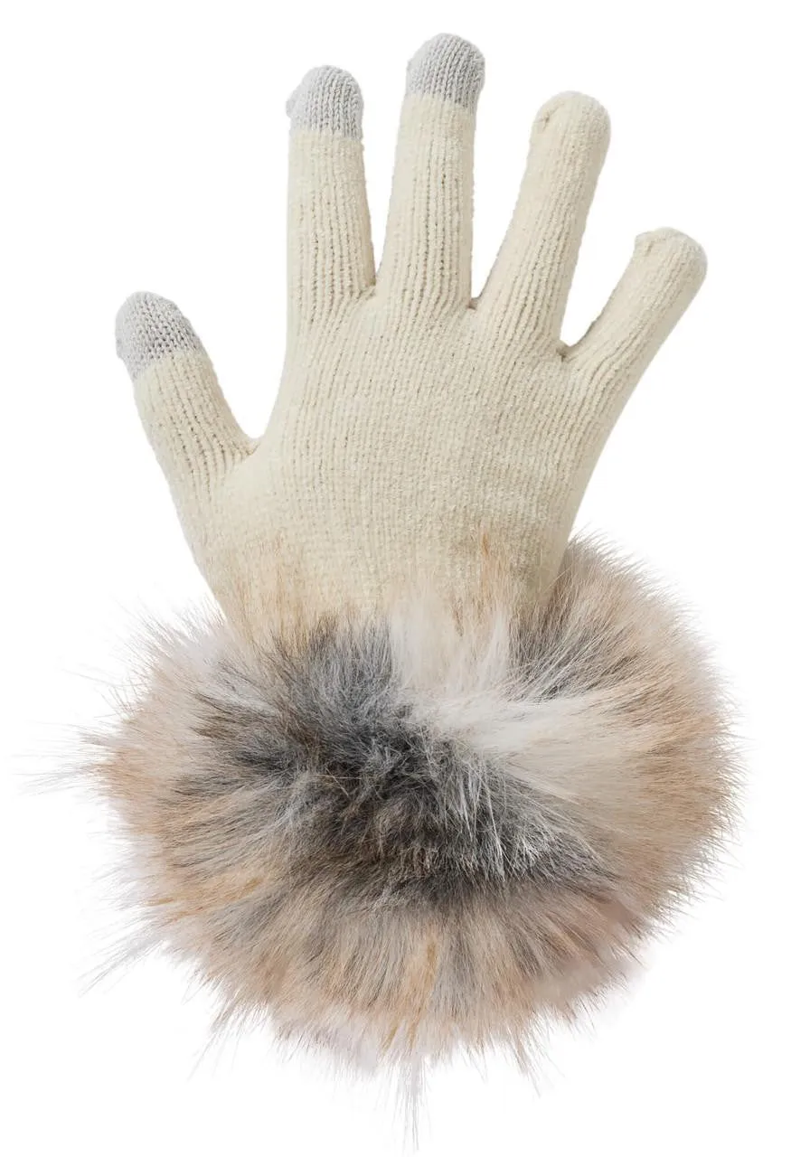 Faux Fur-Trimmed Tech Gloves