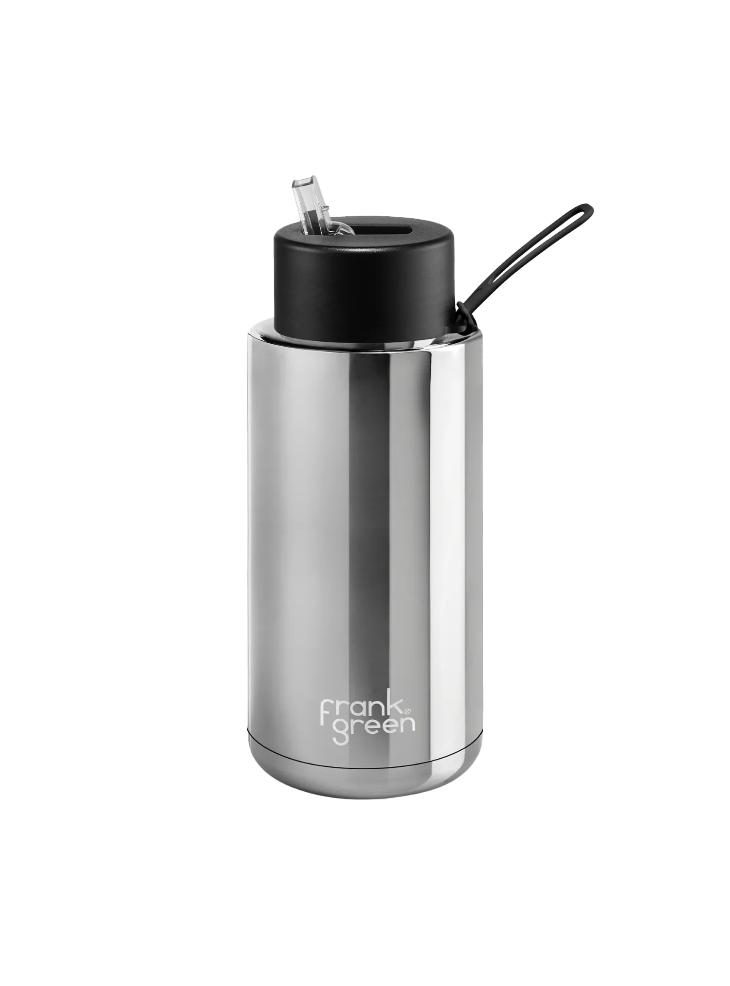 Frank Green Ceramic 34oz Bottle with Straw Lid (Chrome Silver, Midnight)