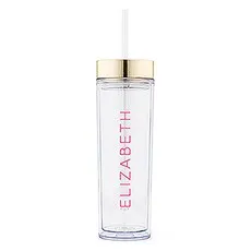GOLD PERSONALIZED PLASTIC DRINK TUMBLER - CONTEMPORARY VERTICAL LINE PRINTING