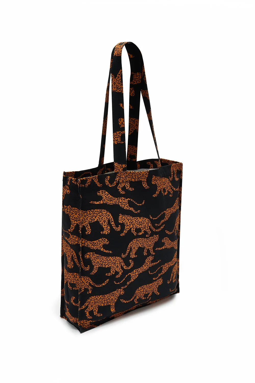 Hope Tote Bag - Black/Tan, Large Leopards