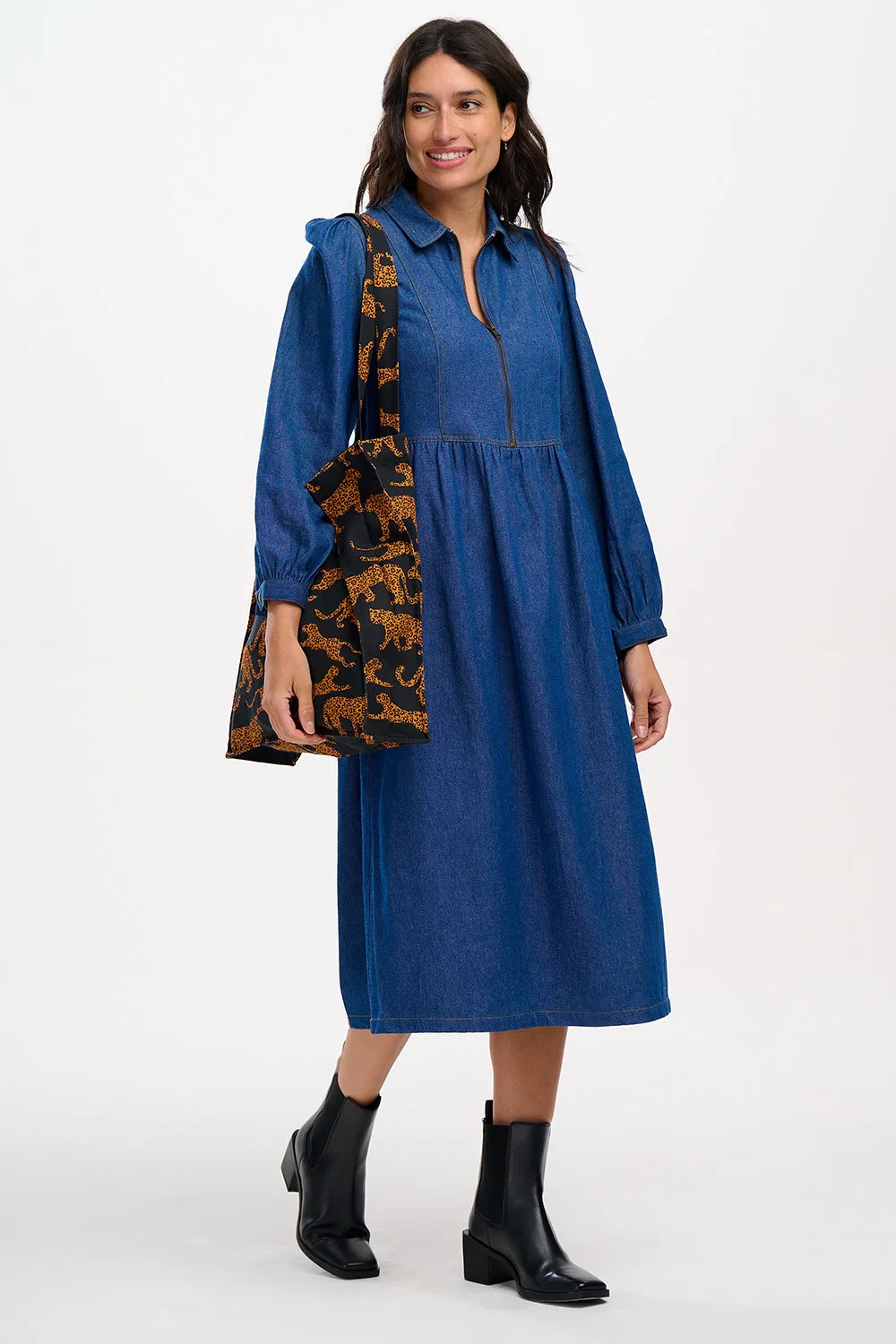 Hope Tote Bag - Black/Tan, Large Leopards