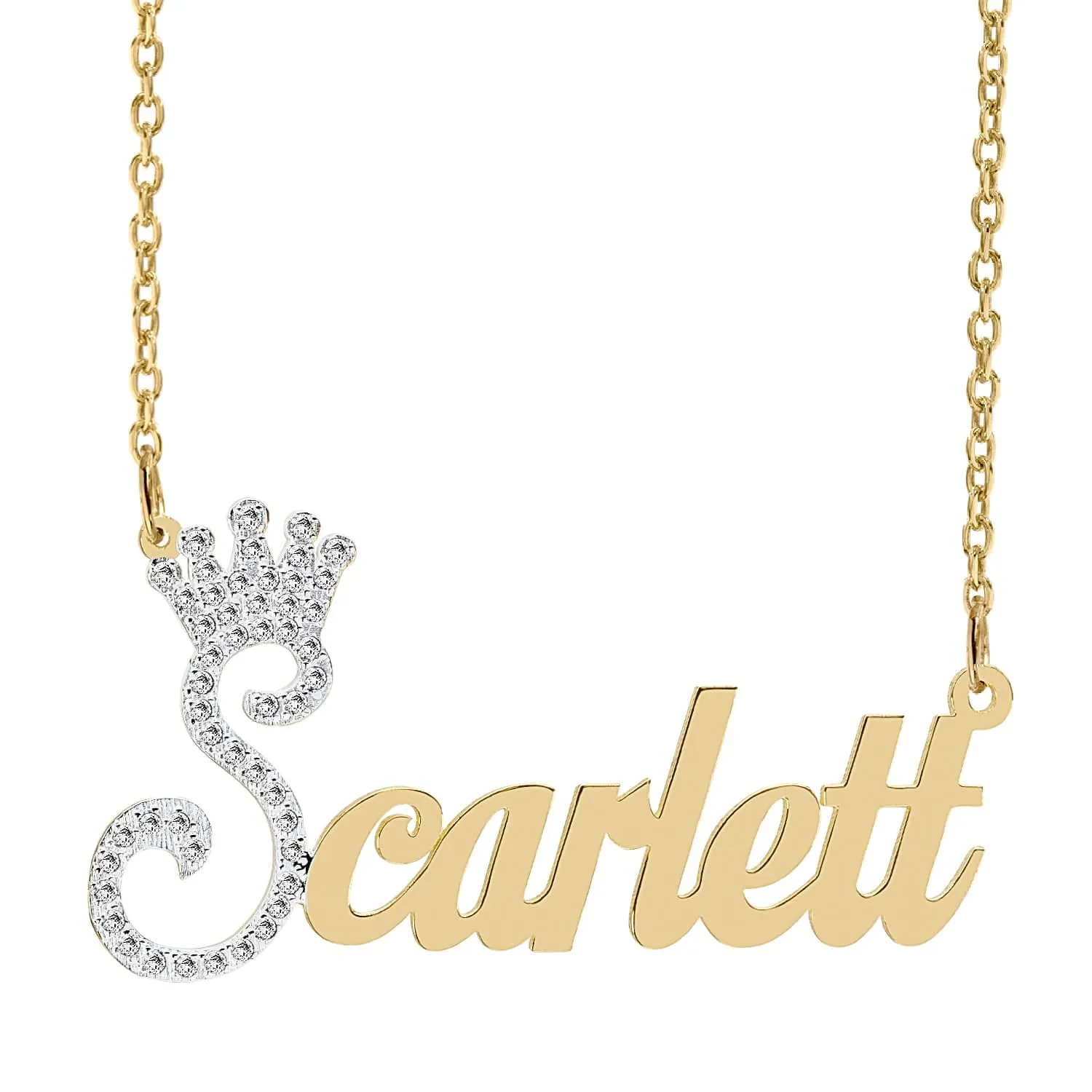 Iced Out Single Plated Nameplate Necklace Scarlett