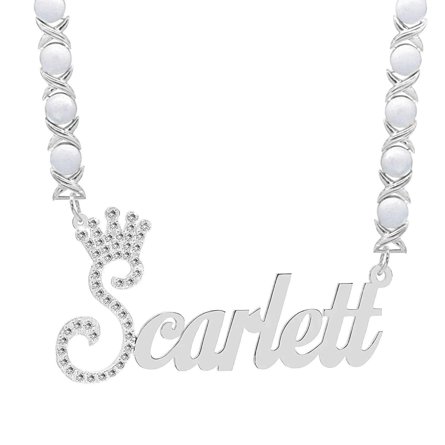 Iced Out Single Plated Nameplate Necklace Scarlett