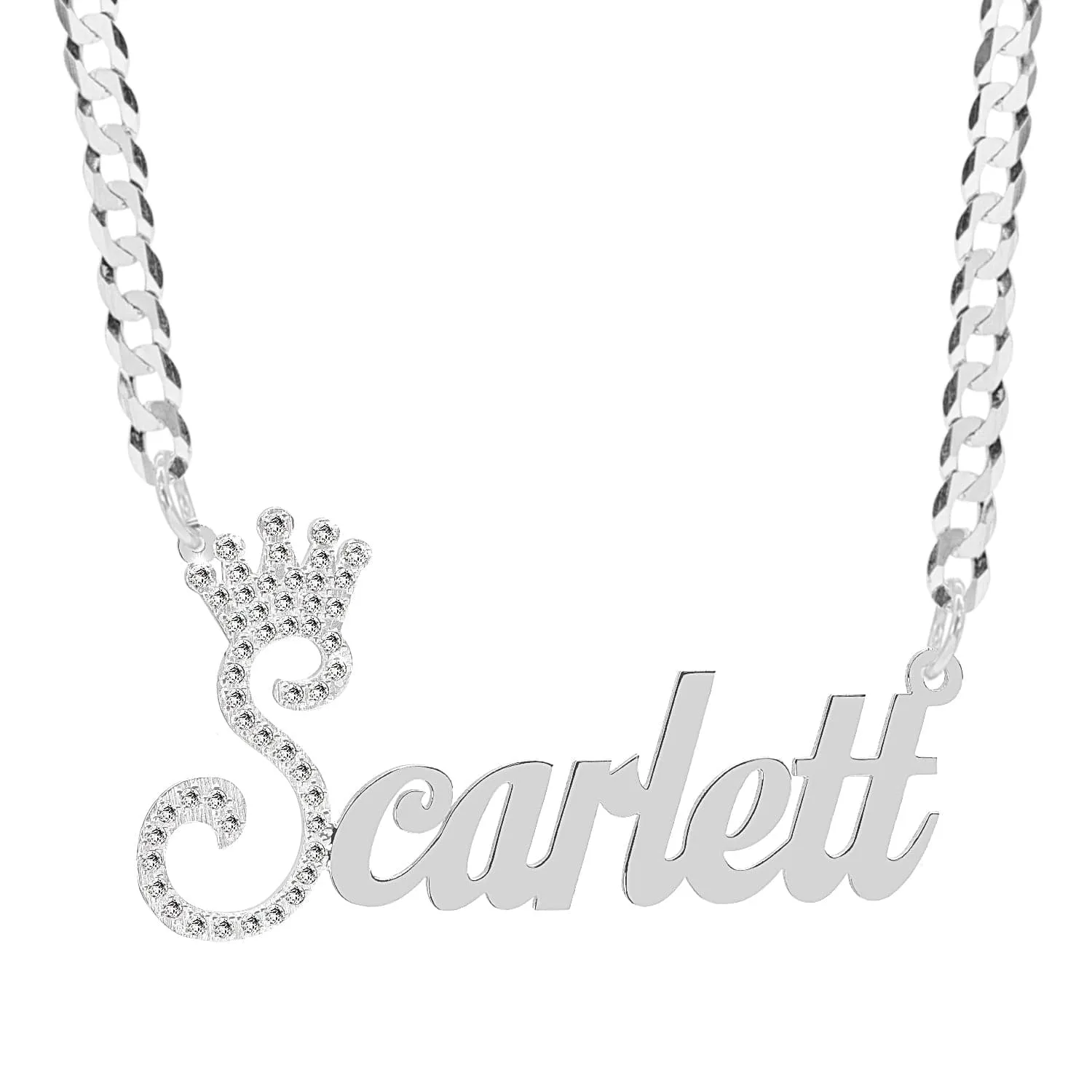 Iced Out Single Plated Nameplate Necklace Scarlett
