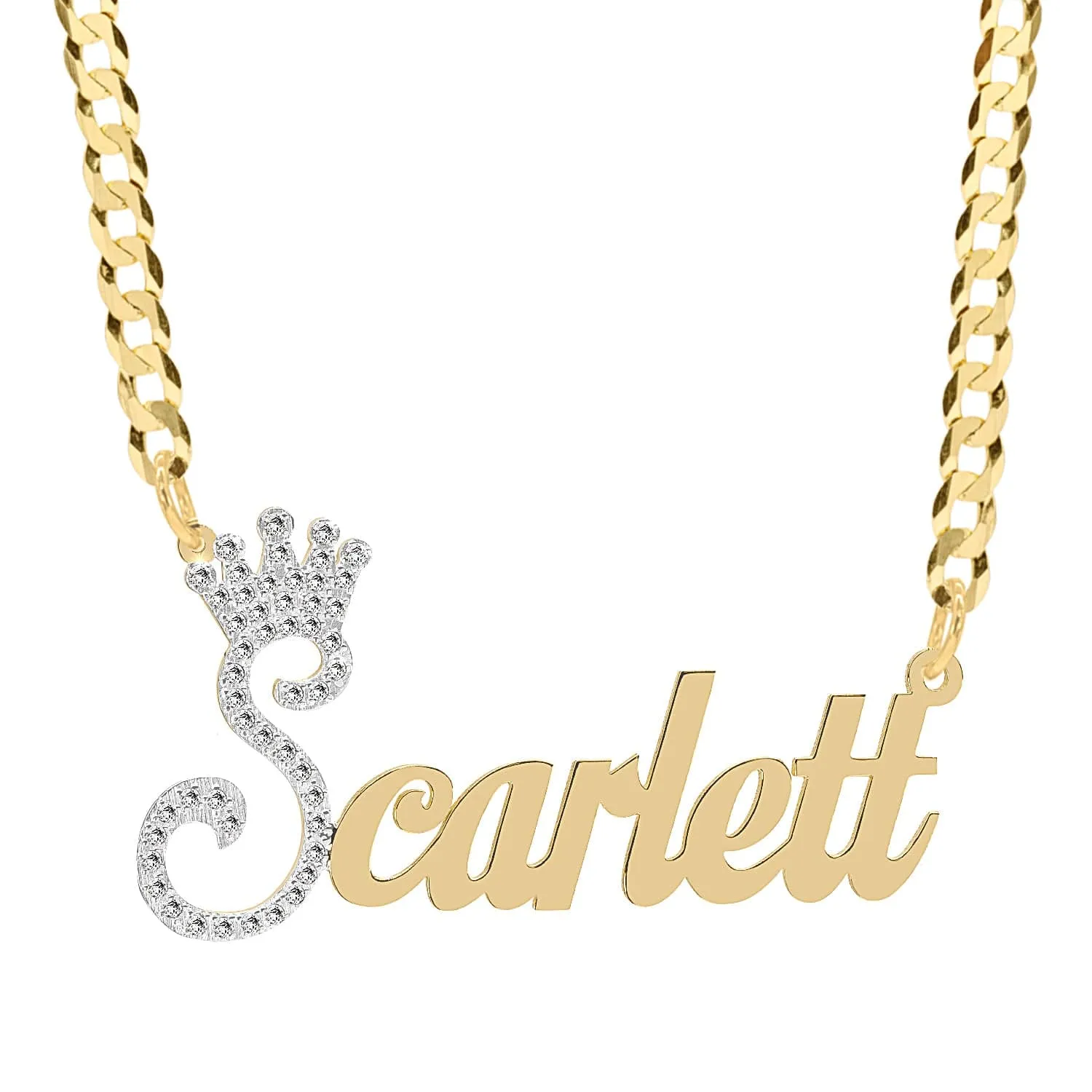 Iced Out Single Plated Nameplate Necklace Scarlett