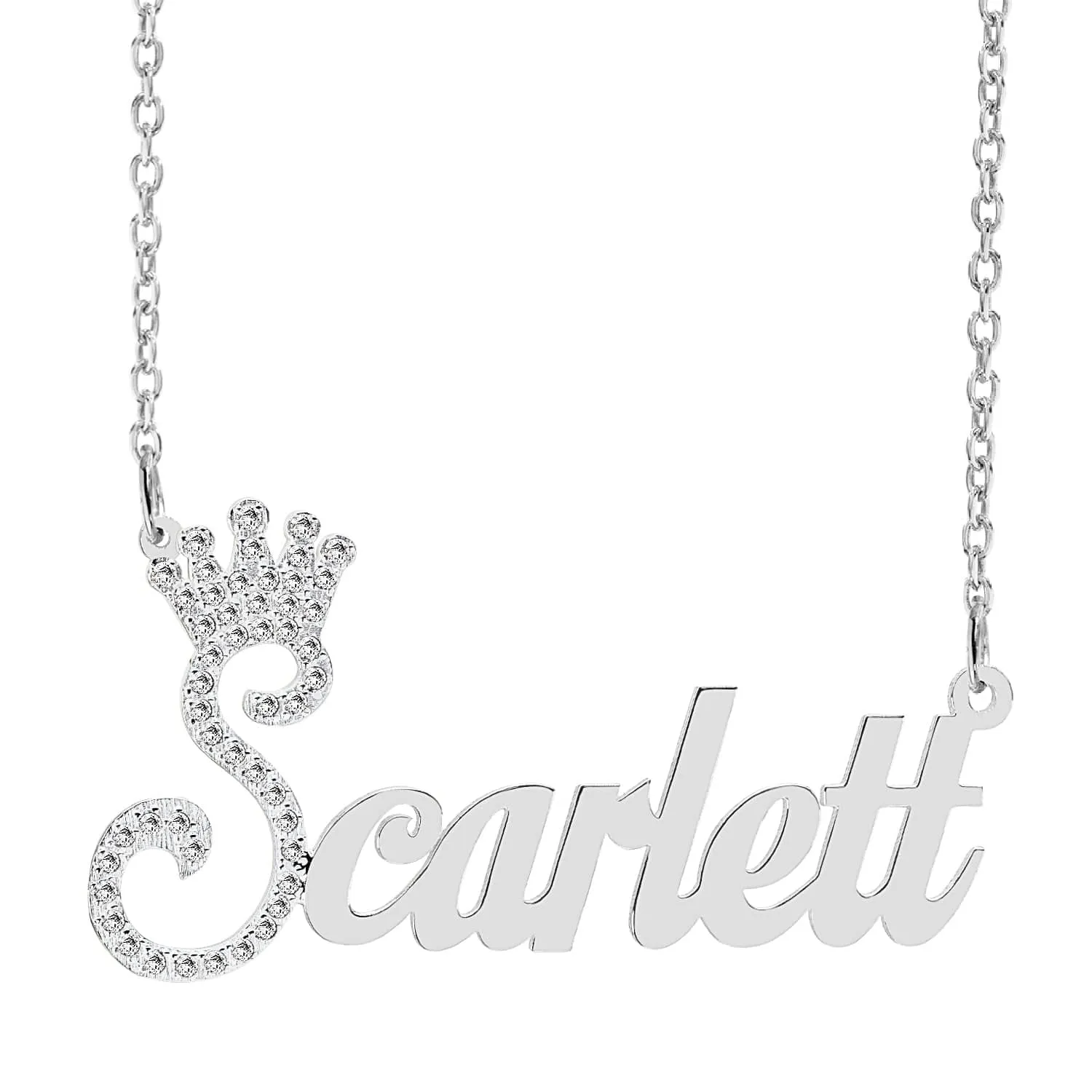 Iced Out Single Plated Nameplate Necklace Scarlett