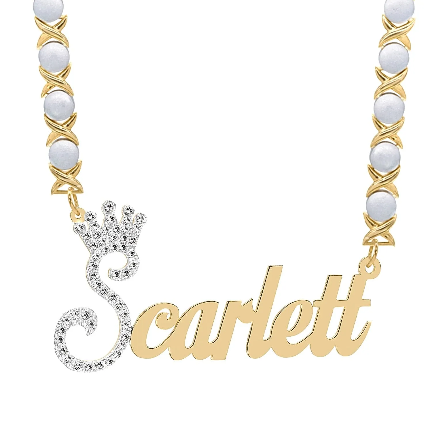 Iced Out Single Plated Nameplate Necklace Scarlett