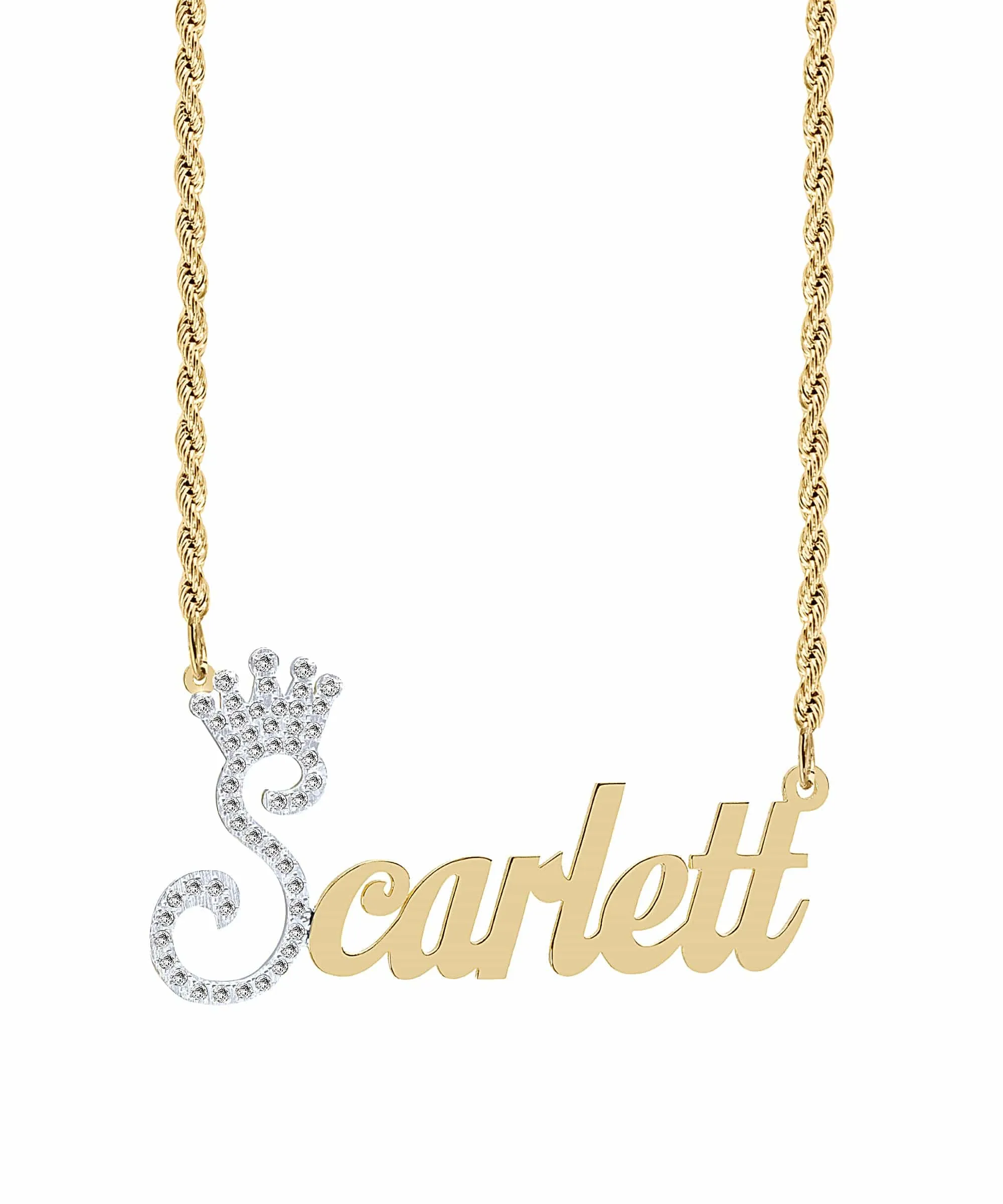 Iced Out Single Plated Nameplate Necklace Scarlett