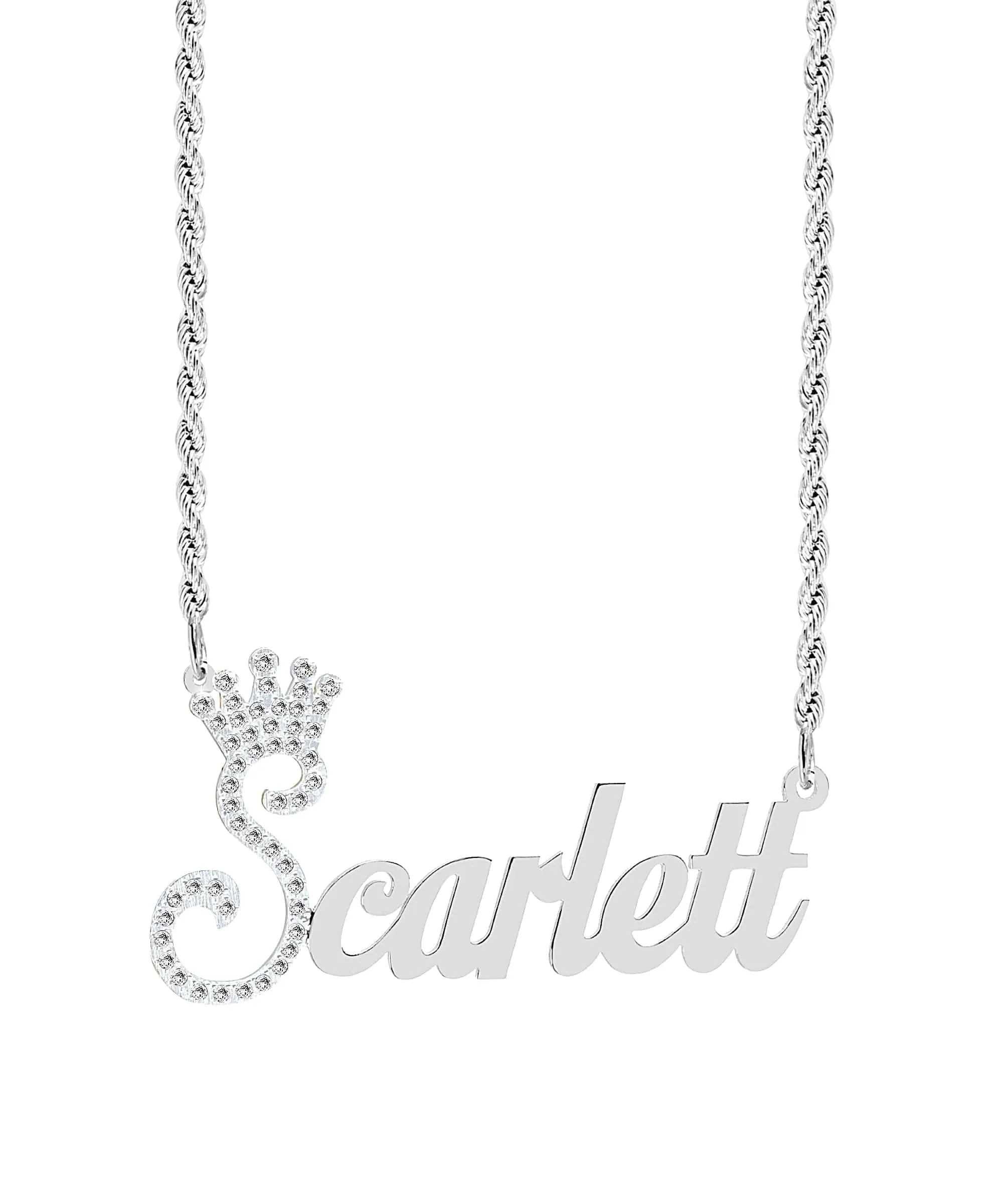 Iced Out Single Plated Nameplate Necklace Scarlett