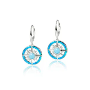 Larimar Starburst Compass Earrings with Opal