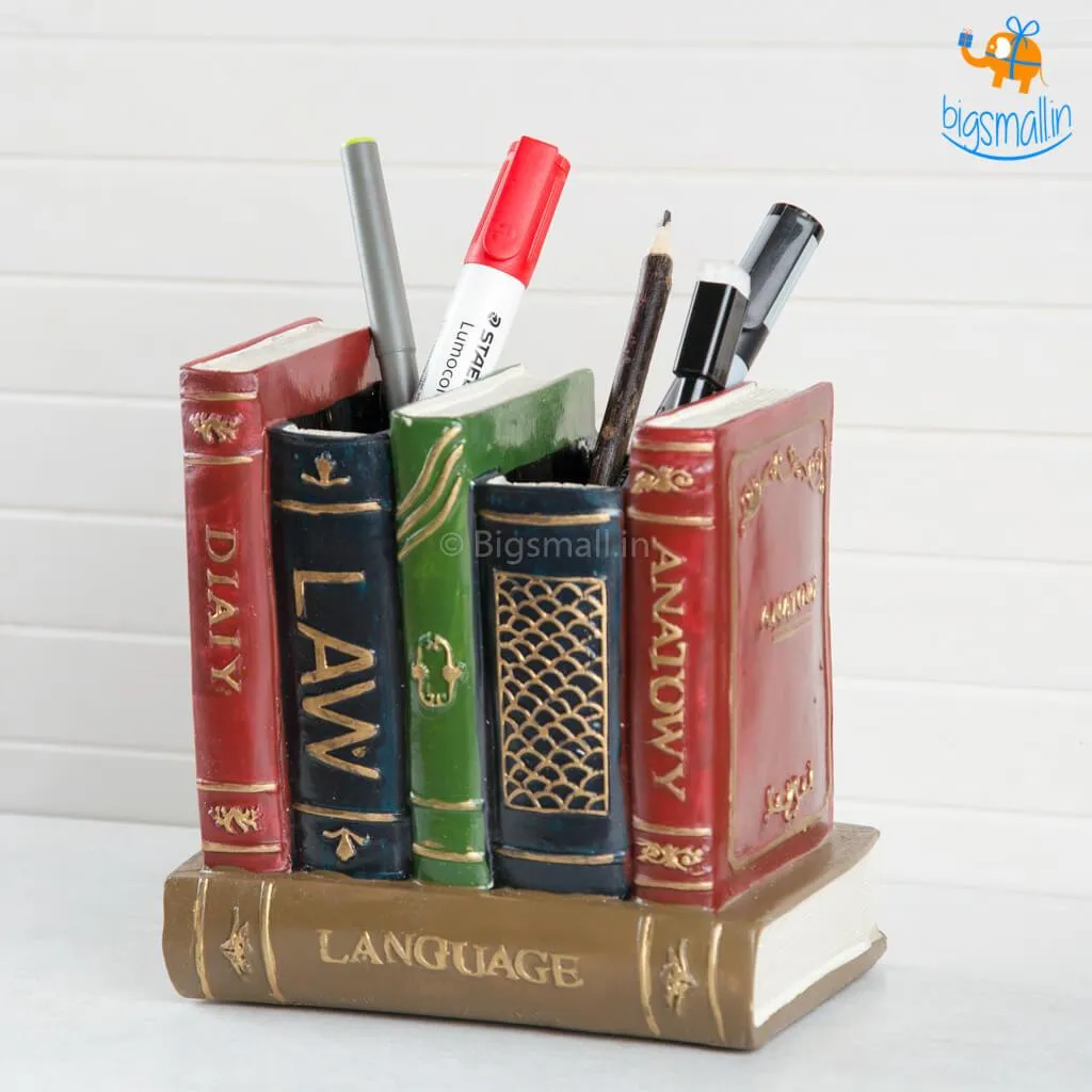 Retro Book Resin Stationery Holder - Hand painted