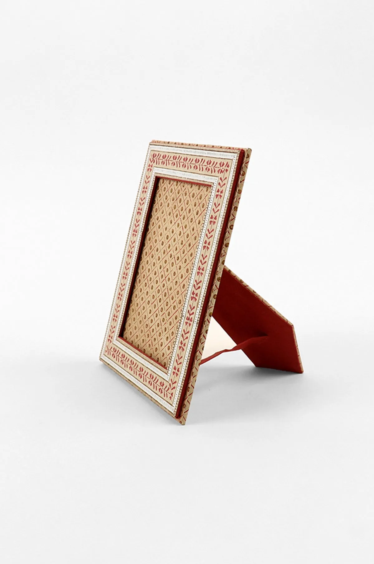Table Top Picture Frame Floral Stripe Ochre