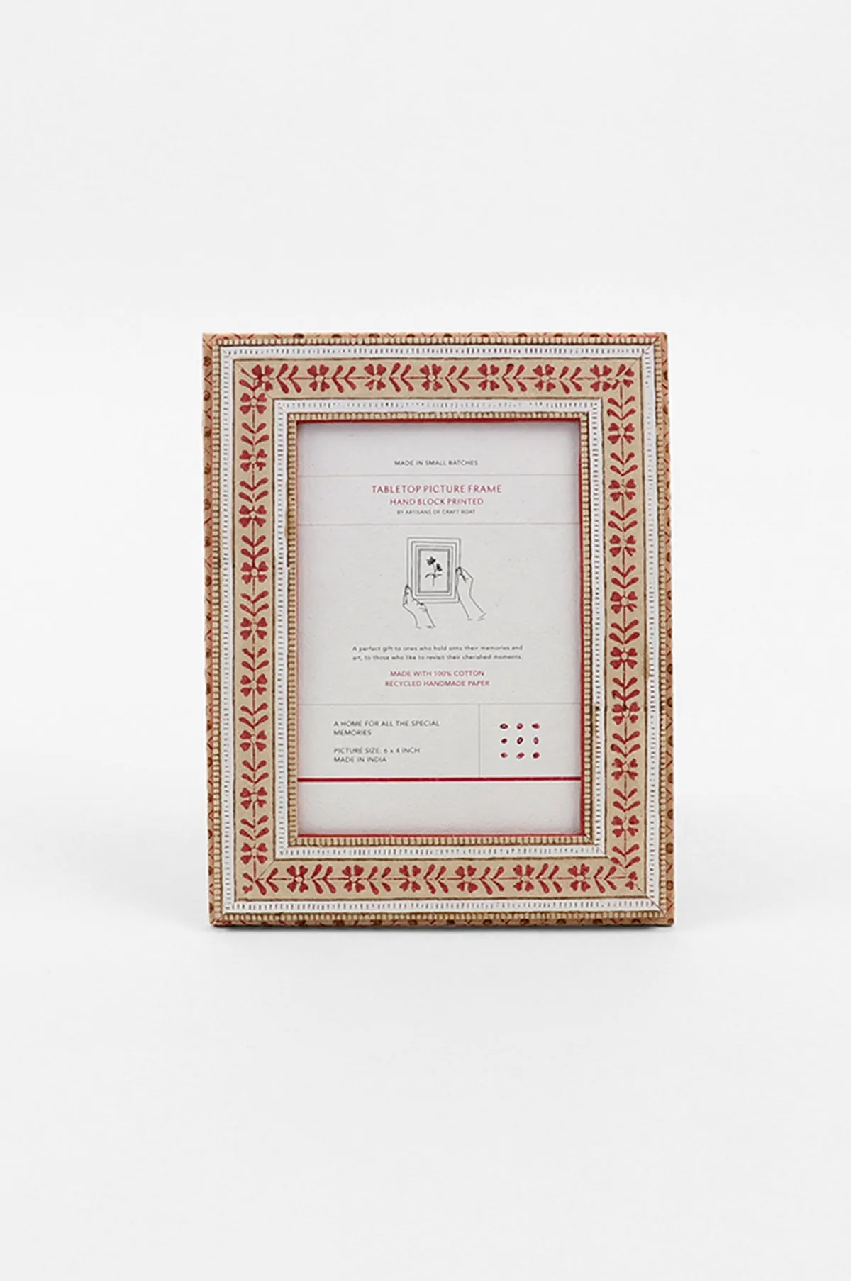Table Top Picture Frame Floral Stripe Ochre