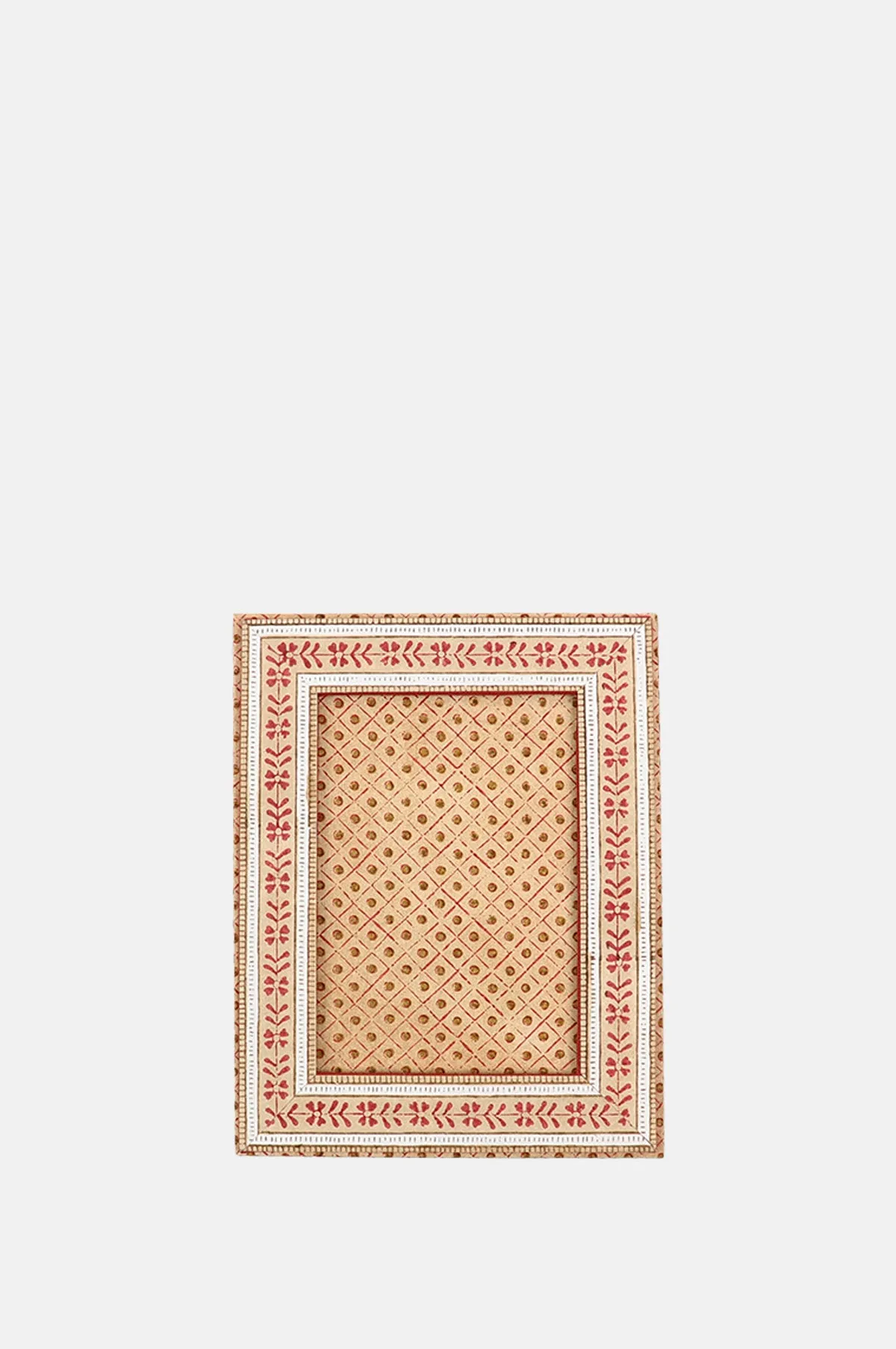 Table Top Picture Frame Floral Stripe Ochre